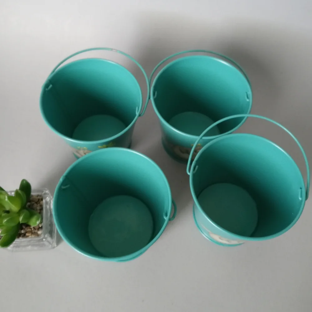 Metal Bucket with handles  color green with sloff  decorative  brand New